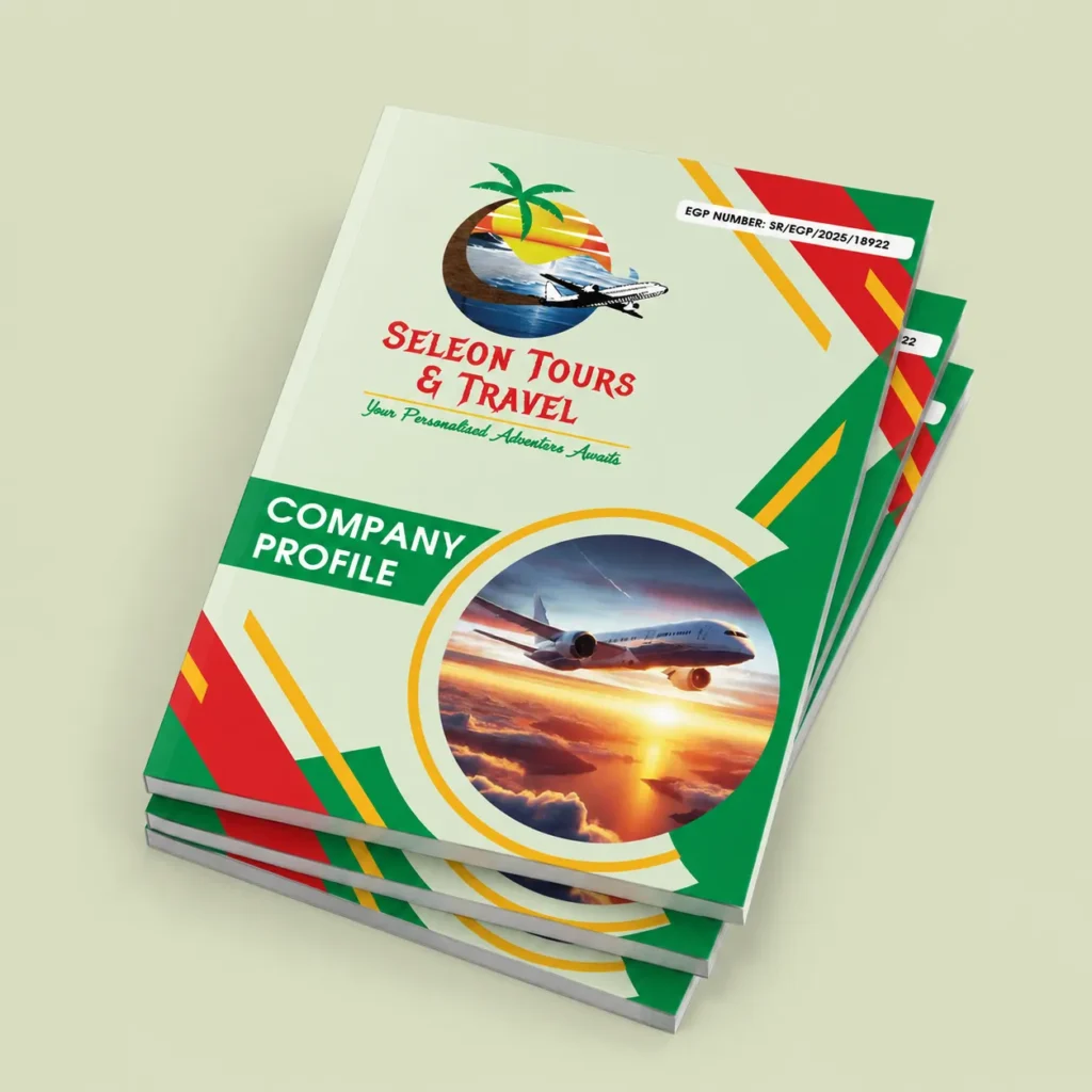 Travel company profile design for Seleon Tours and Travel by Doply Creative Kenya